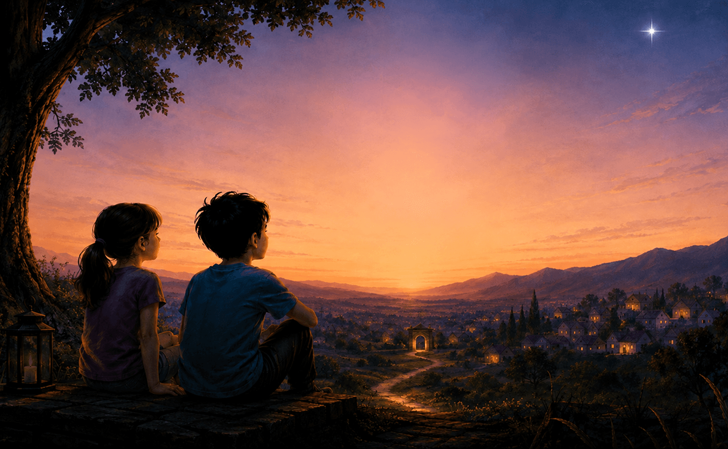 Children looking at the stars